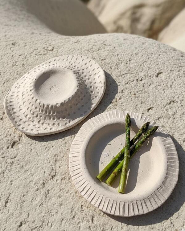 El yapımı seramik servis tabakları