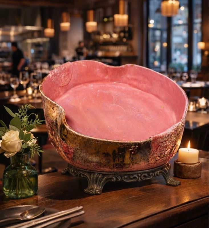 Rose-Antique Ayaklı Kase - El Yapımı Seramik