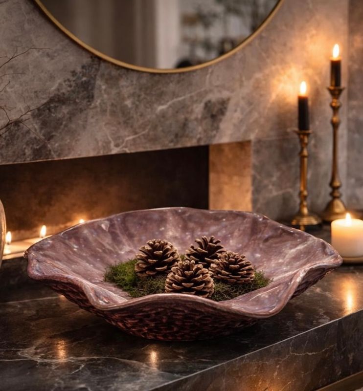 Amorf Lotus Mermer Kase - El Yapımı Seramik